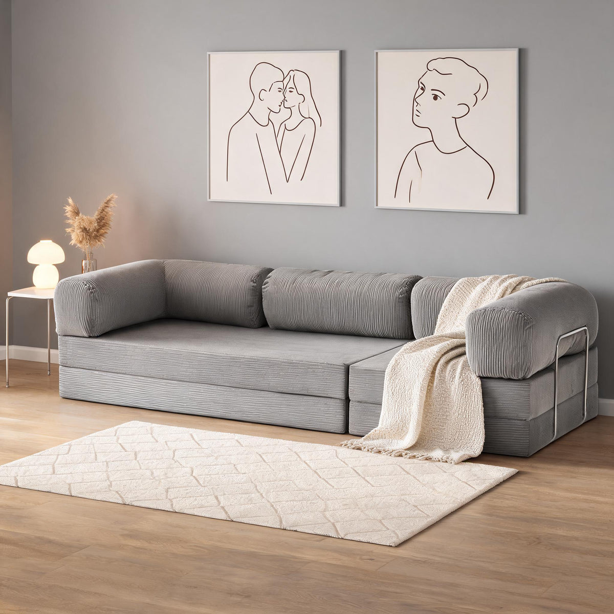 Canapé Modulable Grande Taille Velours Côtelé - POMAQ XL