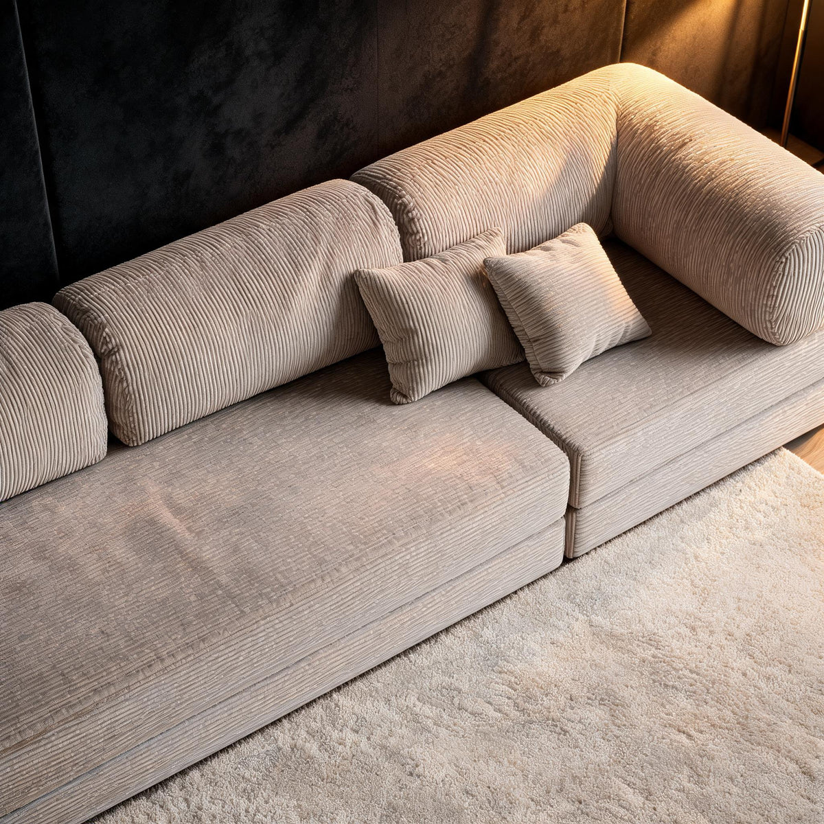 Canapé Modulable Grande Taille Velours Côtelé - POMAQ XL